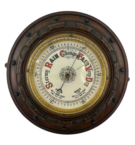 Vintage wooden wall barometer - wooden,