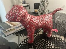 Victoria Secret PINK Large 10" Dog Red Silver Holiday Snowflake Plush Rare find