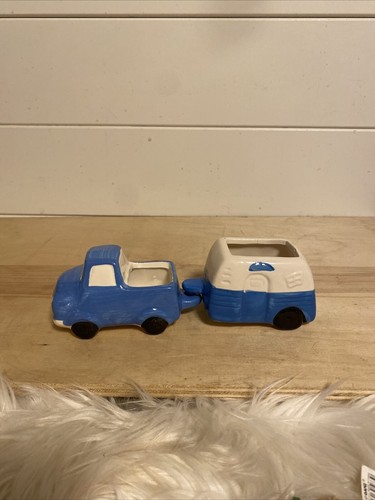 Ceramic blue pickup truck - blue,