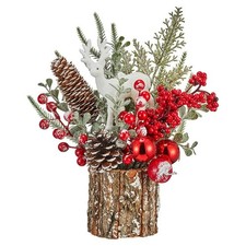 Small Christmas Tree for Table Decor with Pine Cones and Artificial Berries