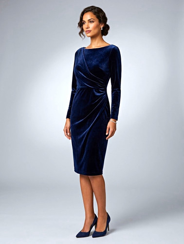 Eliza navy velvet - navy, ruched
