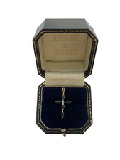 Sapphire and Diamond Cross Pendant 9ct Gold Diamond and Sapphire Vintage Pendant