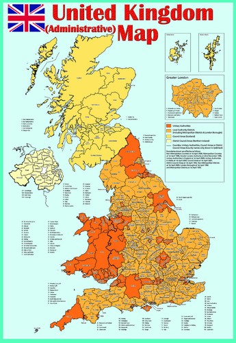 Administrative map a2 - uk,