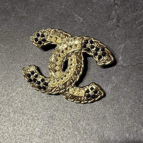 Gold brooch pin pearl - pin,