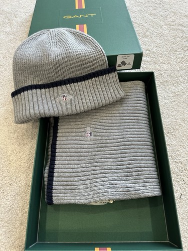 Gant grey beanie scarf set - grey,