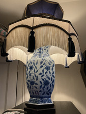 vintage blue and white chinese porcelain table lamp 