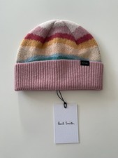 PAUL SMITH WOMEN’S SWIRL KNITTED 100% LAMBSWOOL MULTICOLOURED BEANIE HAT NWT £90