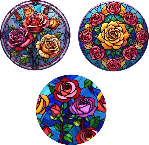 Roses decorative stained glass - roses,
