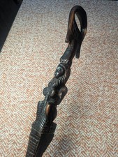 Hand Carved African Tribal Walking Stick 90cm Long Two Tone Wood T19