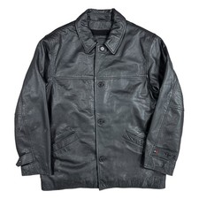 Vintage Ciro Citterio Real Leather Jacket Scotchgard Button Black Mens Large