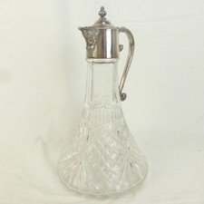 Silver Plated Bacchus Spout Crystal Cut Claret Jug Decanter 12 in Vintage