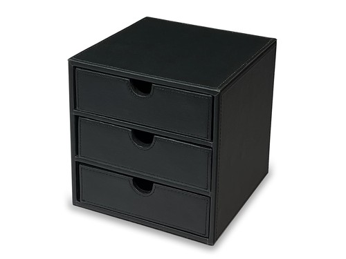 Osco faux leather drawer - leather, 3-drawer