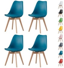 4Pcs Dining Padded Chairs Designer Chairs Wooden Legs Home Office Commercial EVA