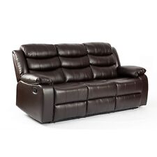 BROWN LEATHER RECLINER SOFA