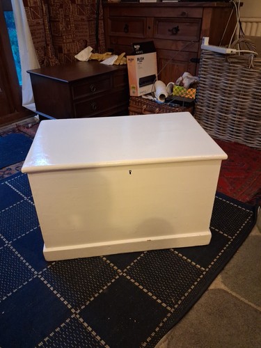 Vintage whiye wooden trunk - vintage,