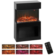 HOMCOM 1000W/2000W Electric Fire and Mantel with Remote & Timer, Black