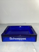 Schweppes Cobalt Blue Glass Ashtray