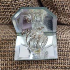 Glass Pig Figurine On Mirrored