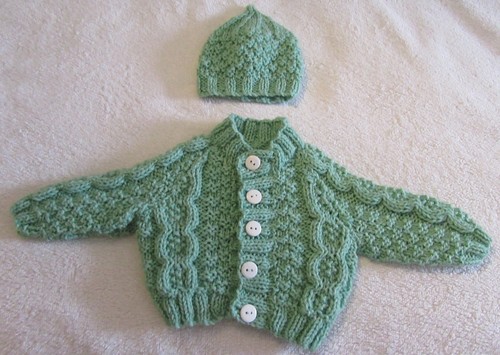 Hand knitted cable - , cardigan