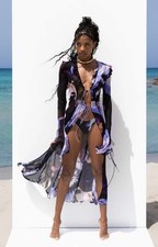 Rat and Boa - Gialina sheer cardigan - Dark abstract