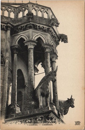 Old postcard laon chimaera - old,