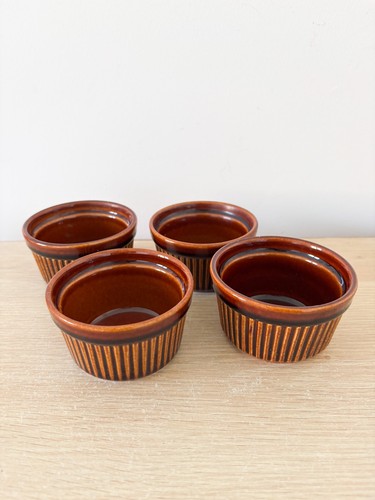 Brown ceramic ribbed - brown, ramekin