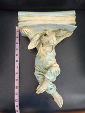 Vintage Chrisdon FARMER BUNNY RABBIT Book Shelf Sconce Nursery Cottagecore EUC