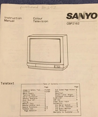 1992 sanyo crt - sanyo, tv