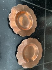 2 Vintage Flower Copper Plates/trinket Dishes 5.5 Inches 308g