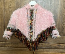 Toddler Poncho Beautiful Fluffy Soft Pink Frills Hooded Pinch Age 1-3yrs NWOT