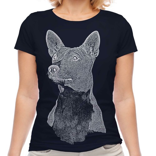 Basenji sketch ladies printed - basenji,