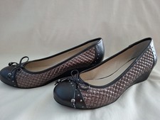 Lotus Black/Gold Slip On Low Wedge Smart Shoes Size 5 (Eu38) RRP £34.99