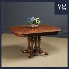 Antique Continental Victorian Oak Ebony Parquet Centre Loo Dining Table c. 1860