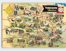 Postcard Map Of The Yorkshire Dales  England