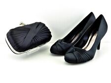 Black satin shoes and matching