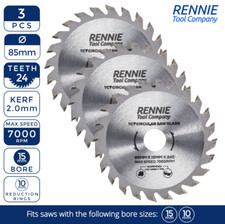 3 Pack - 85mm x 15mm x 24T TCT