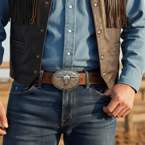 Retro western cowboy belt - retro,