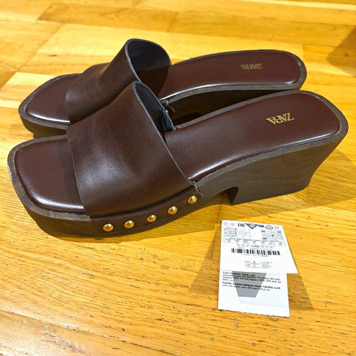 Zara brown leather studded - brown,