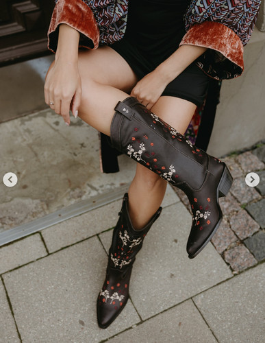 Zara brown floral leather - zara,