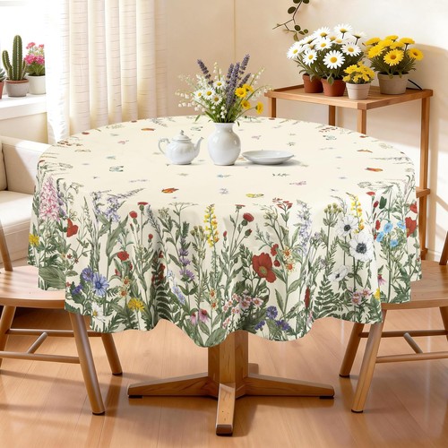 Grass floral table cloth round - floral,