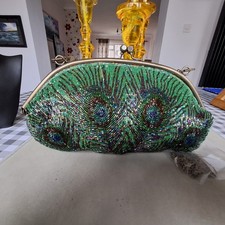 Butler And Wilson Beautiful Green Vintage Beaded Crystal Bag