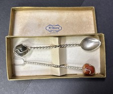 H.Stern Gem Stone Cocktail Set Spoon And Pickle Fork Boxed Ref#S