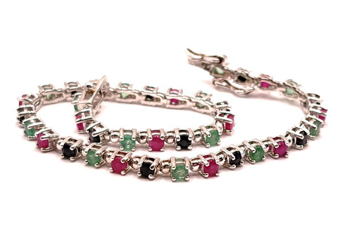 Sterling silver emerald - silver,