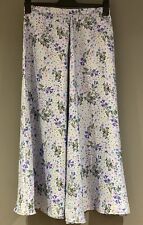 Zara Blue Lilac Pink Green Satin Meadow Floral Maxi Long Summer Skirt Size 10