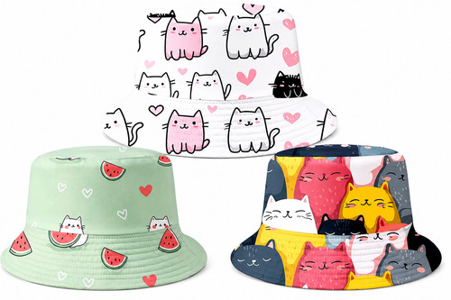 Kawaii cat bucket hat ladies - hat,