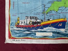 RNLI Irish Linen Tea Towel Life-Boat Chart Great Britain & Ireland UNUSED