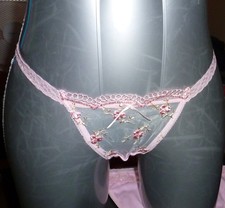 *NEW* SIZE 12 GORGEOUS PALE PINK  LACE FRONT TANGA TIE SIDE BRIEFS, PANTIES.
