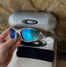 BRAND NEW Vintage Sunglasses Oakley Plate Blue Fire Juliet x Metal Polarized