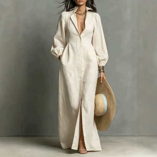 Ladies shirt maxi dress - maxi,