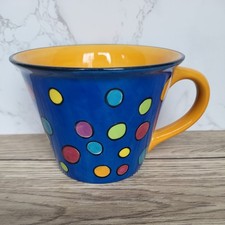 Vintage Whittard Of Chelsea Blue Orange Spotty Large Jumbo Mug Cup Handpainted